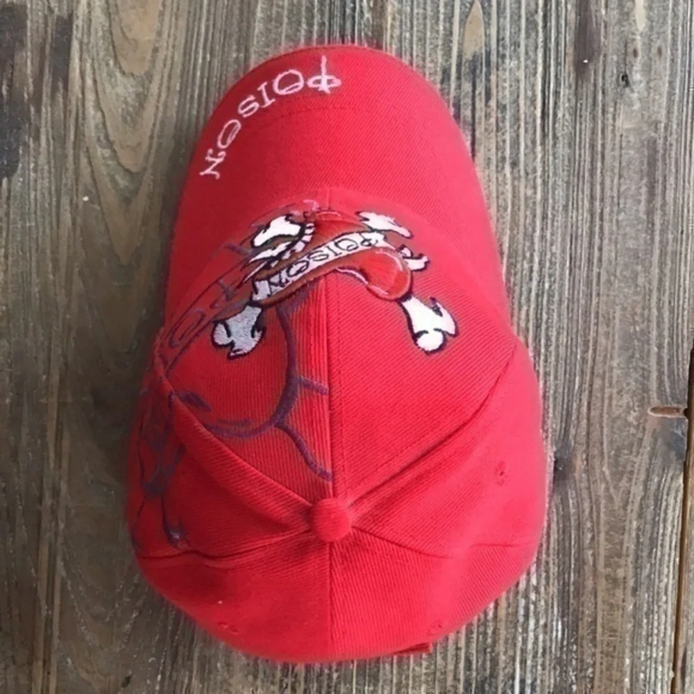 Poison Hat Red Embroidered size circumference around 21”